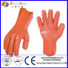 PVC coated anti-slip with chips chemical rubber gloves
